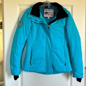 Obermeyer women's ski jacket 6 sky blue, super quality, warm, good cond!